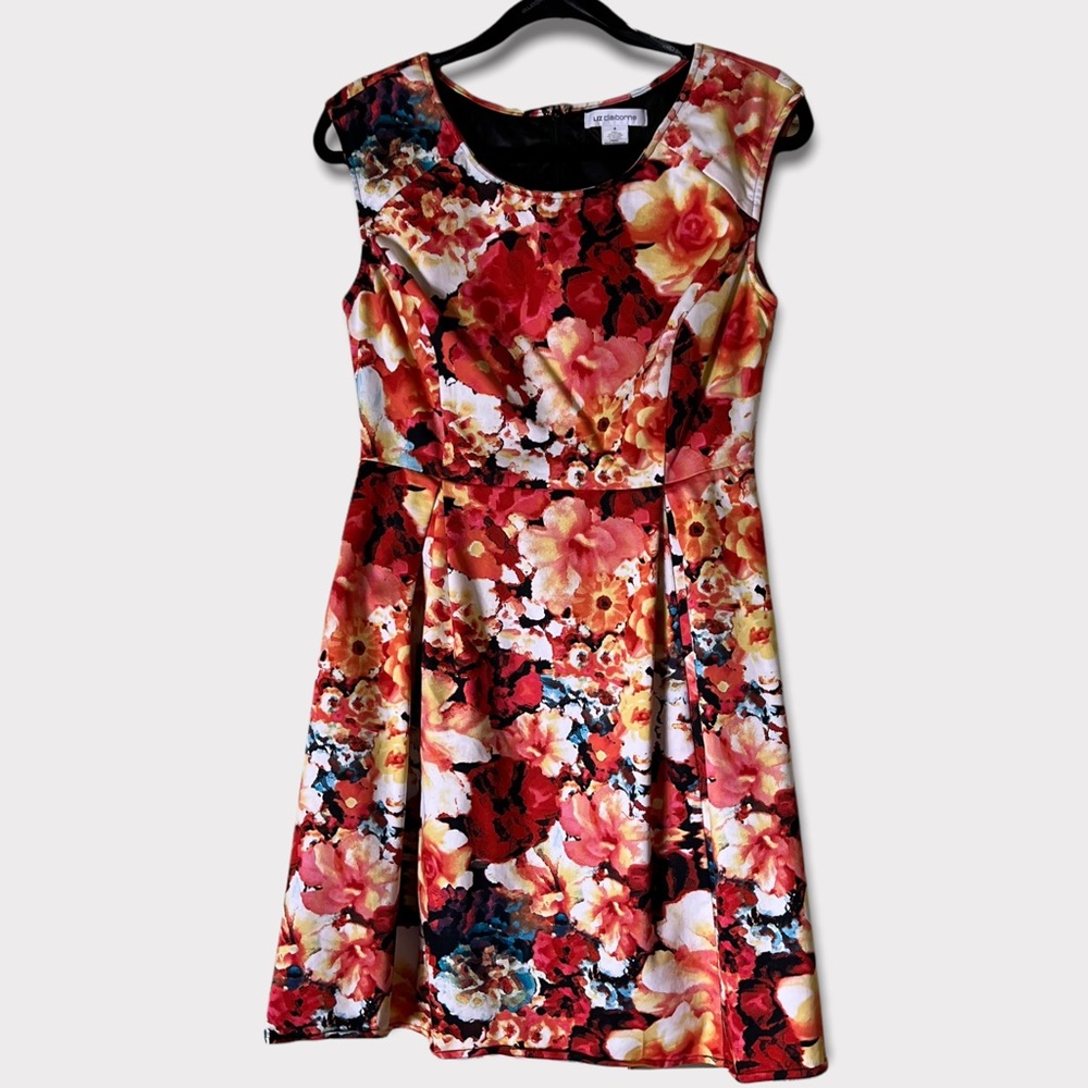 Liz Claiborne Dress Floral Pattern Size 8 Free Shipping